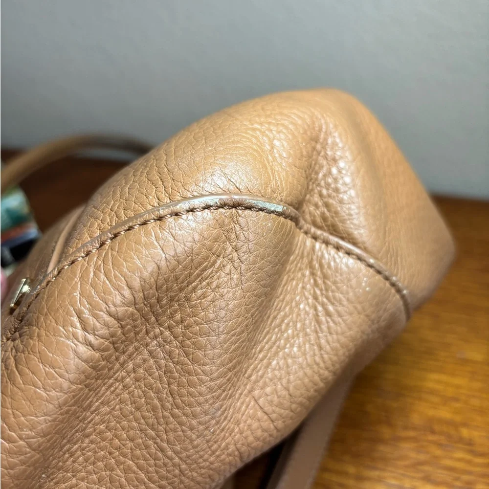 Tory Burch Tan Leather Hobo with Logo Medallion